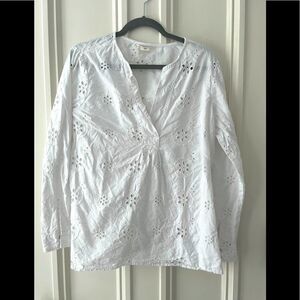 Christian Siriano white eyelet cotton top M